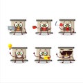 House fireplaces with fire cartoon character with various types of business emoticons