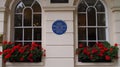 Blue plaque commemorating the house of Virginia Woolf in Fitzroy Square, London Royalty Free Stock Photo