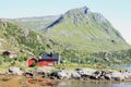 House on the fjord of Tangstad Royalty Free Stock Photo