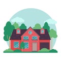 House. Flat Design Urban Landscape. Royalty Free Stock Photo