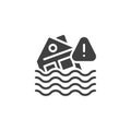 House flood warning alert vector icon