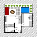 House floor plan with garden