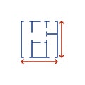 House Floor Plan Measurements vector concept colored icon Royalty Free Stock Photo