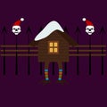 House of forest witch on chicken legs. New year icon. Royalty Free Stock Photo