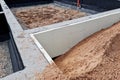 House foundation construction and insulation with styrofoam Royalty Free Stock Photo