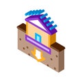 House foundation sags isometric icon vector illustration Royalty Free Stock Photo