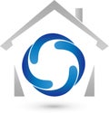 House and Four Drops, Real Estate and Installer Logo