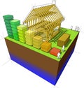 House framework diagram with energy rating