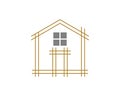 House framework with golden line logo