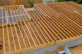 House framing floor construction showing joists trusses Royalty Free Stock Photo