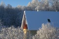 House on a frosty winter day Royalty Free Stock Photo