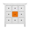 House furniture - Modern white and orange narrow nine drawers narrow commode isolated