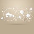 House with garage icon on a brown background elegant style and modern design infographic.