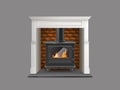 Modern fireplace with metallic firebox vector Royalty Free Stock Photo