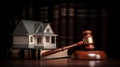 House with gavel and law books. Real estate law and house auctio Royalty Free Stock Photo