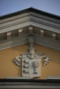 House of General Yakov Alekseevich Potemkin. Coat of arms of the noble family Strukovs on the facade, close-up