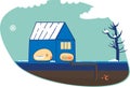 House and geothermal heat pump Royalty Free Stock Photo