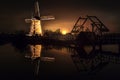 House and the Giant Dutchman at night Royalty Free Stock Photo