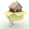 House in a gift. 3D image. Royalty Free Stock Photo