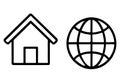 House and Globe Silhouettes vector Icon Royalty Free Stock Photo