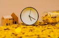 gold and time real estate Financial loans, wealth, wealth, saving gold, investing in gold, gold market, gold stocks, finance Royalty Free Stock Photo