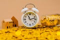 gold and time real estate Financial loans, wealth, wealth, saving gold, investing in gold, gold market, gold stocks, finance Royalty Free Stock Photo