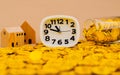 gold and time real estate Financial loans, wealth, wealth, saving gold, investing in gold, gold market, gold stocks, finance Royalty Free Stock Photo