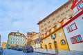 House at the Golden Star and Schwarzenberg Palace from Nerudova Street, Prague, Czech Republic Royalty Free Stock Photo