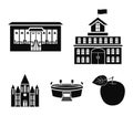 House of government, stadium, cafe, church.Building set collection icons in black style vector symbol stock illustration Royalty Free Stock Photo