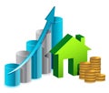 House graph and coins illustration design Royalty Free Stock Photo
