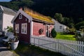 the house with grass in the roof Royalty Free Stock Photo