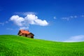 House on green field Royalty Free Stock Photo