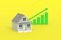 House and growth chart with arrow