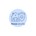 House guard system, home security, burglary protection, property break in insurance, stroke icon Royalty Free Stock Photo
