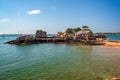 House in Guerzido beach on BrÃÂ©hat island in CÃÂ´tes d`Armor, Brittany France Royalty Free Stock Photo