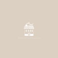 House hand-drawn icon. Vector illustration of a building in a simple cartoon Scandinavian style. White sketch drawing on a pastel Royalty Free Stock Photo