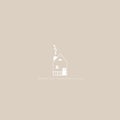 House hand-drawn icon. Vector illustration of a building in a simple cartoon Scandinavian style. White sketch drawing on a pastel Royalty Free Stock Photo