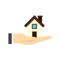 House in hand icon, flat style Royalty Free Stock Photo