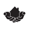 House in hands glyph icon Royalty Free Stock Photo