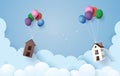 House hanging with colorful balloon.