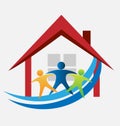 House and happy family logo Royalty Free Stock Photo