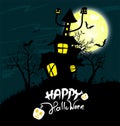 House and Happy Halloween message design background