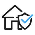 House health care. Shield with a checkmark in the middle Protection vector illustration