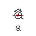 House healthcare icon. Real estate durability test logo. Earthquake property damage insurance logotype. Home radon