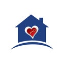 House heart and gold key logo Royalty Free Stock Photo