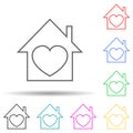 house with a heart multi color style icon. Simple thin line, outline vector of valentine icons for ui and ux, website or mobile