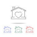 House with heart shape within icon. love home symbol illustration isolated icon. Elements of family multi colored icons. Pr Royalty Free Stock Photo