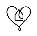 House with heart vector hand drawn monoline logo icon real estate one art line, shape within. love home symbol Royalty Free Stock Photo