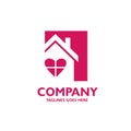 House with heart window shape logo vector