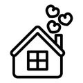 House with hearts line icon. Home vector illustration isolated on white. Love outline style design, designed for web and Royalty Free Stock Photo